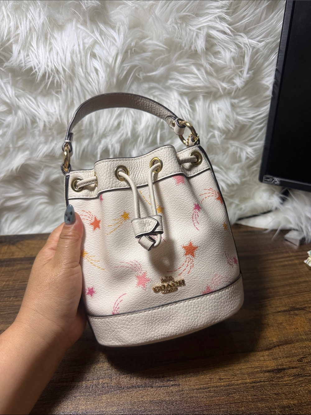 Coach Cream Mini Bucket Bag with Star Accent - Picture 5 of 10